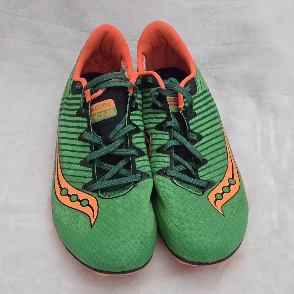 Saucony Racing Men's Size 9.5 Vendetta 2 Athletic Track Shoe Cleats Orange Mince